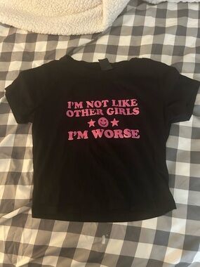 Black Girls Graphic Tee with Pink Slogan XS